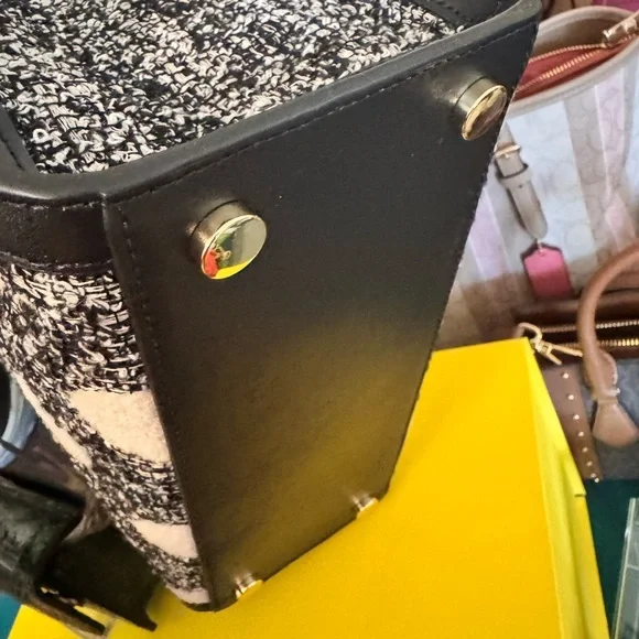 Kate Spade TWEED NWT Black & White Polka Dot Bag - Picture 3 of 7